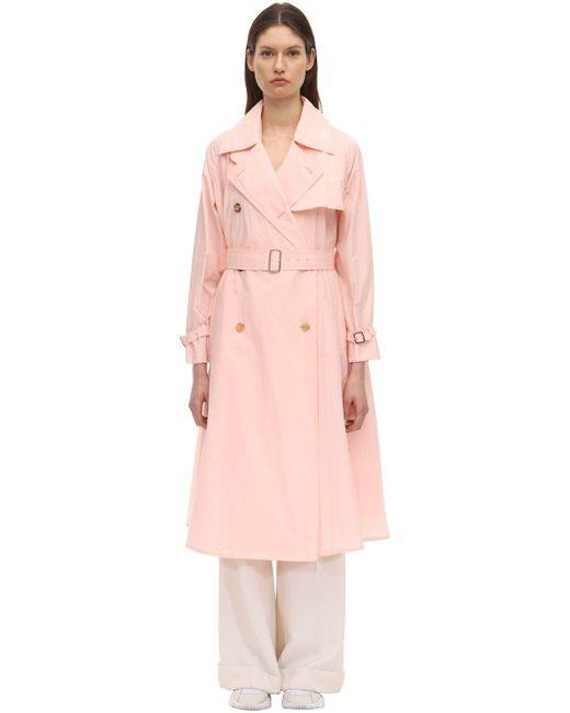 Max Mara Cotton Falster Belted Trench Coat in Pink - Save 73% - Lyst