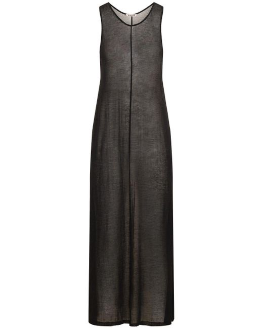 Vestido largo de gasa de algodón Auralee de color Black