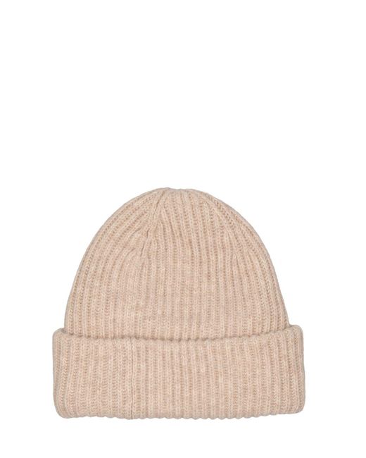 Ganni Natural Structured Ribbed Beanie
