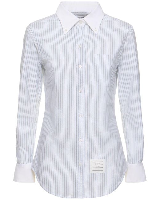 Thom Browne White Oxford Cotton Striped Classic Shirt