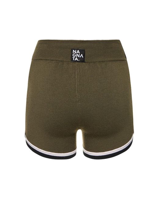 Nagnata Green Retro Wool Blend Shorts