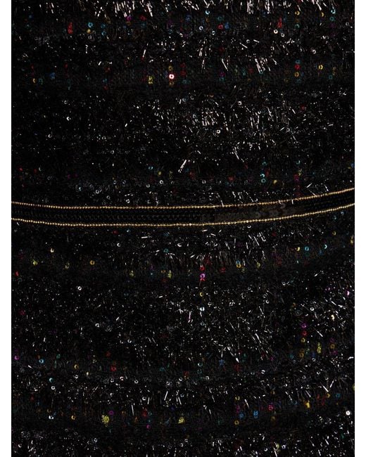 Giambattista Valli Black Sequined Bouclé Long Sleeve Mini Dress