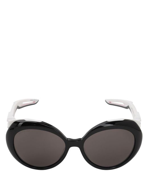 Balenciaga Black Hybrid Butterfly Round Shiny Sunglasses