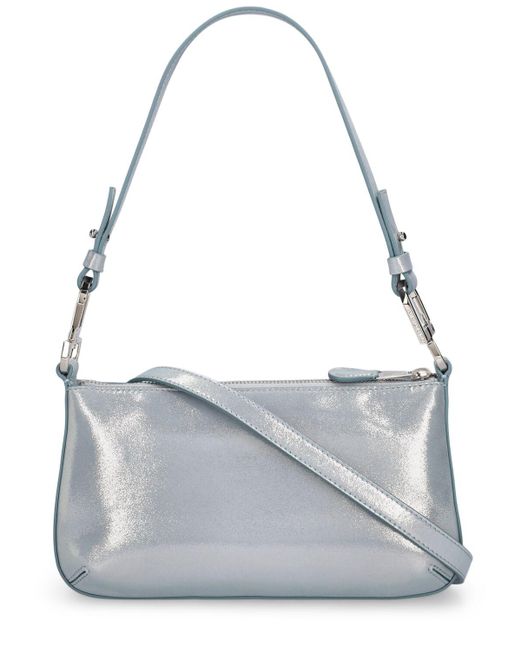 Petit sac porté épaule en cuir brillant Giorgio Armani en coloris Gray