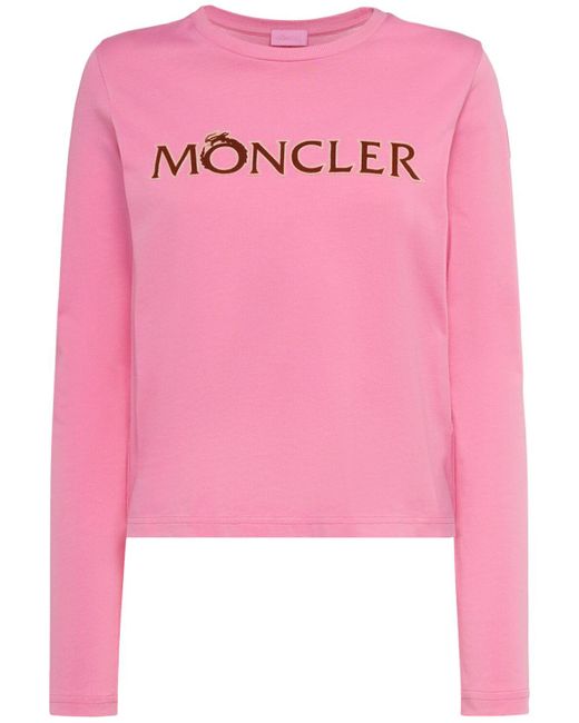 Camiseta de algodón con manga larga Moncler de color Pink