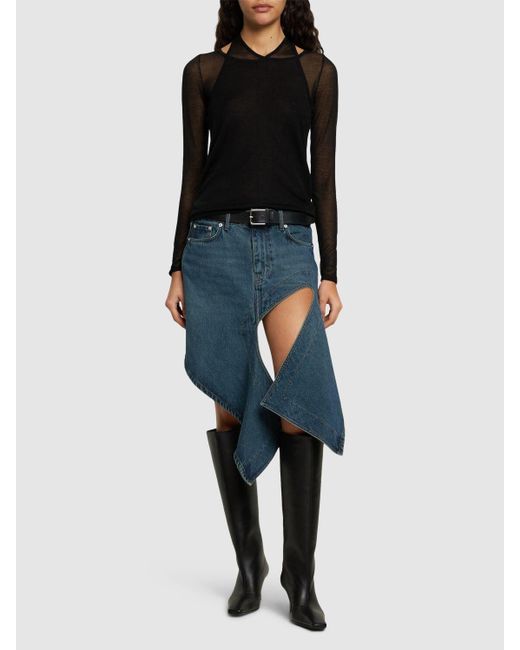 Y. Project Blue Denim Asymmetric Mini Skirt