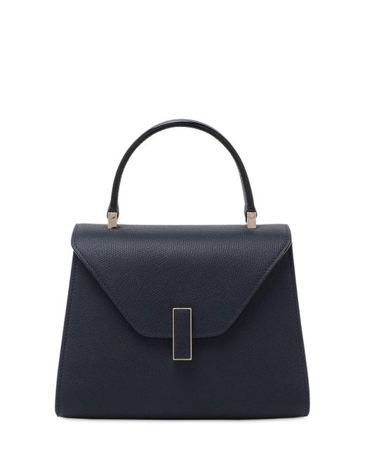 Valextra Mini Iside Grain Leather Top Handle Bag in Black (Blue) | Lyst