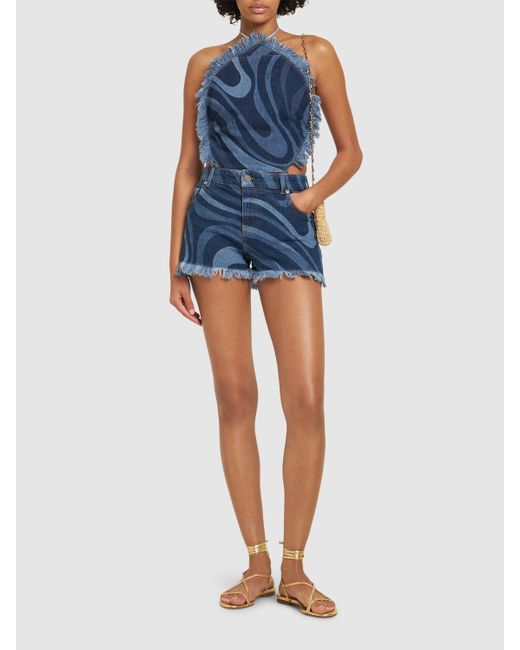 Emilio Pucci Marmo ストレッチデニムショートパンツ Blue