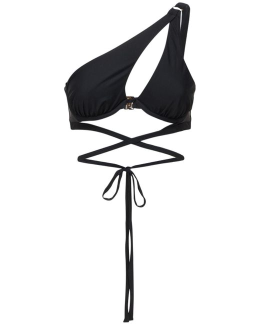 Self-Portrait Asymmetrical Recycled Tech Bikini Top in Black (Blue) | Lyst