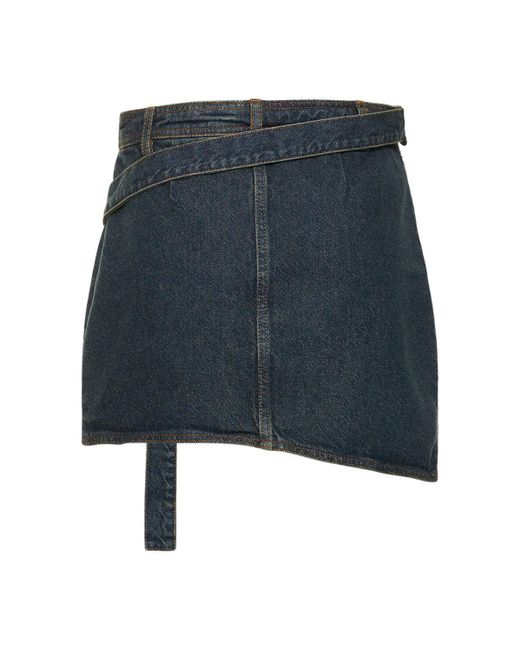CANNARI CONCEPT Blue Cotton Denim Mini Skirt W/ D-ring