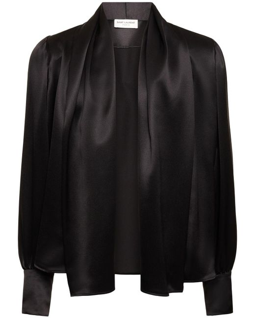 Camisa fluida de seda Saint Laurent de hombre de color Black