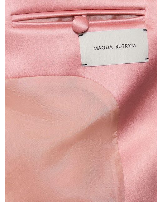 Blazer en satin de soie à boutonnage simple Magda Butrym en coloris Pink