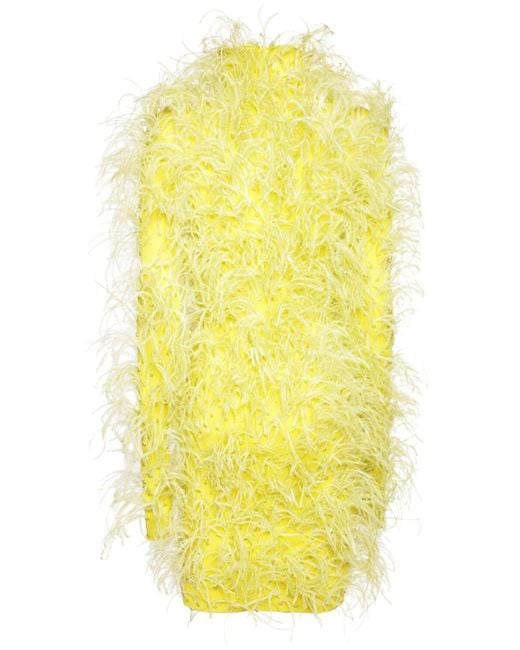 Bottega Veneta Yellow Feather Compact Mini Dress