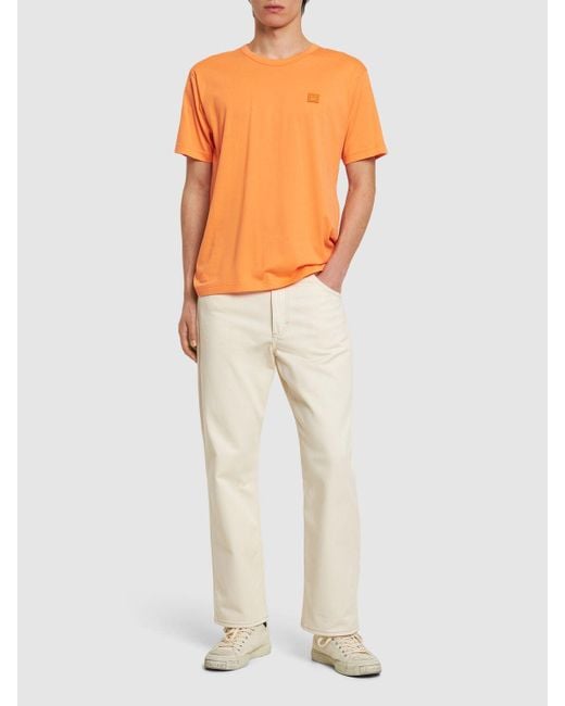 Camiseta de algodón Acne de hombre de color Orange