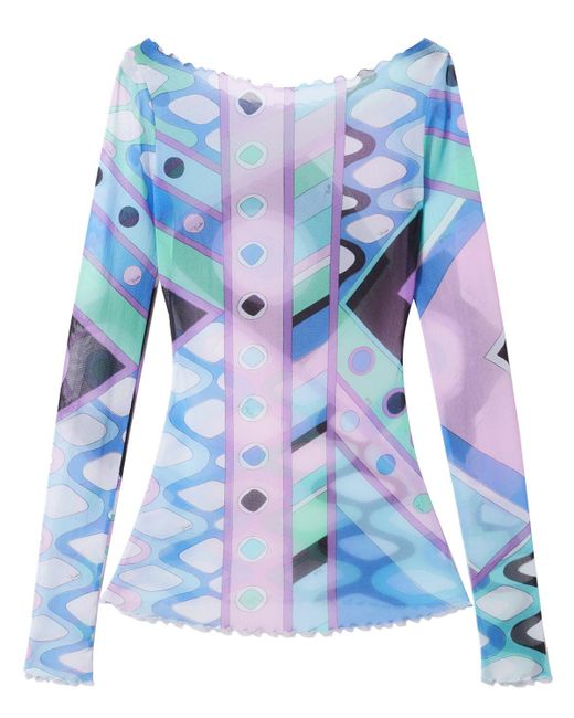 Emilio Pucci Blue Tulle Long Sleeve T-shirt