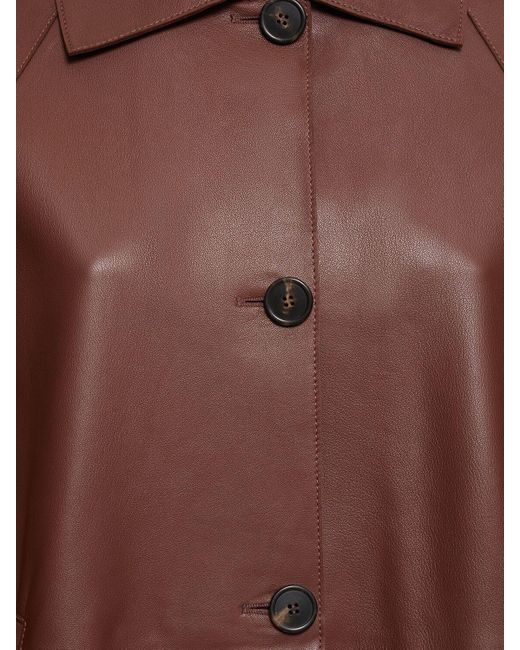 Weekend by Maxmara Brown Nevada Long Leather Jacket