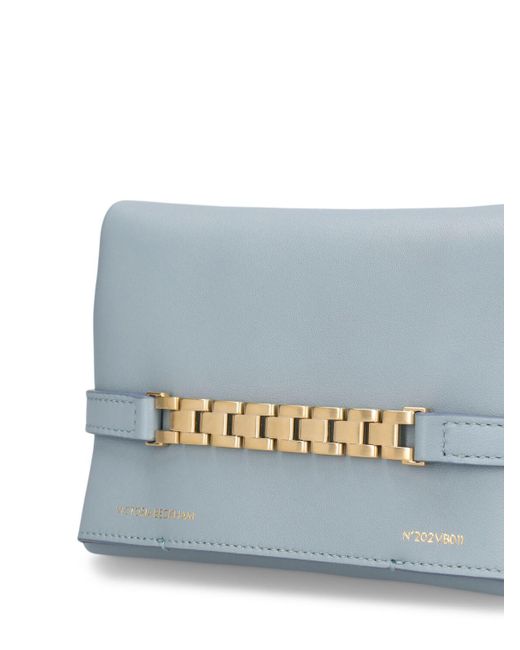 Victoria Beckham Blue Mini Chain Leather Pouch W/strap