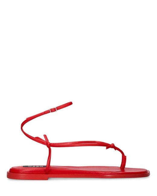 MSGM Red 10mm Leather Flat Sandals