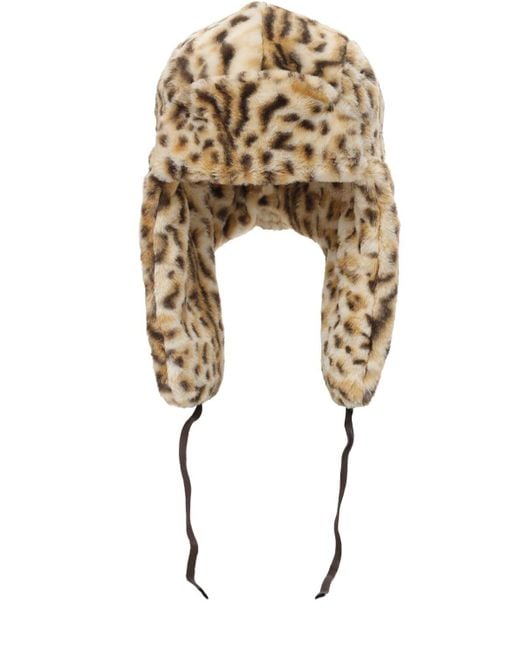 Kangol Natural Leopard Print Faux Fur Trapper Hat for men