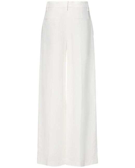 Brunello Cucinelli White Weite Hose Aus Leinenmischtwill