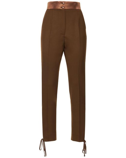 Dolce & Gabbana Sallia Wool Blend Hi-waist Laced Pants in Brown | Lyst ...