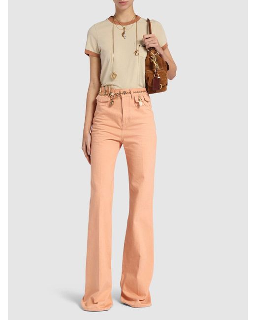 Chloé ラバープリントロゴコットンtシャツ Natural