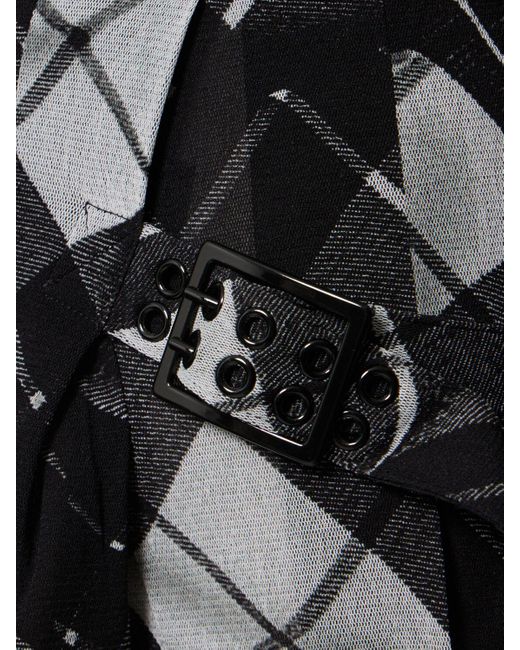 Jean Paul Gaultier Black Mesh-rock Mit Print "distorted Tartan"