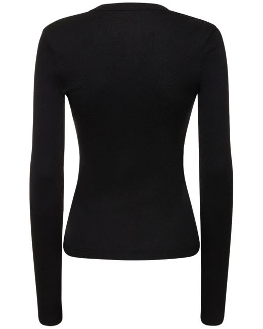 Base rib cotton t-shirt di Helmut Lang in Black