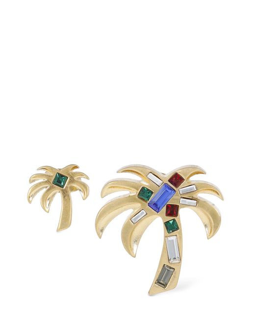 Palm Angels Metallic Palm Brass Embellished Earrings