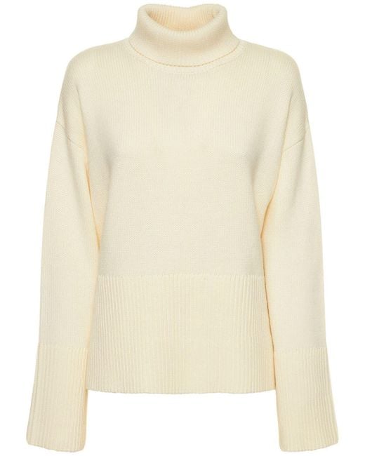 Totême Wool & Cotton Knit Sweater in Natural | Lyst