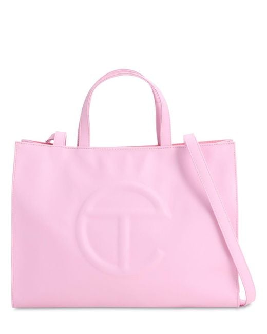 Telfar Pink Medium Embossed Faux Leather Tote Bag