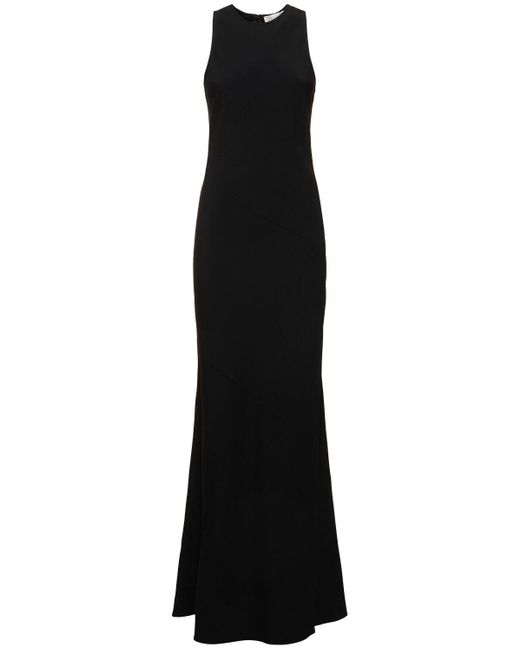 AMI Black Viscose Blend Sleeveless Long Dress