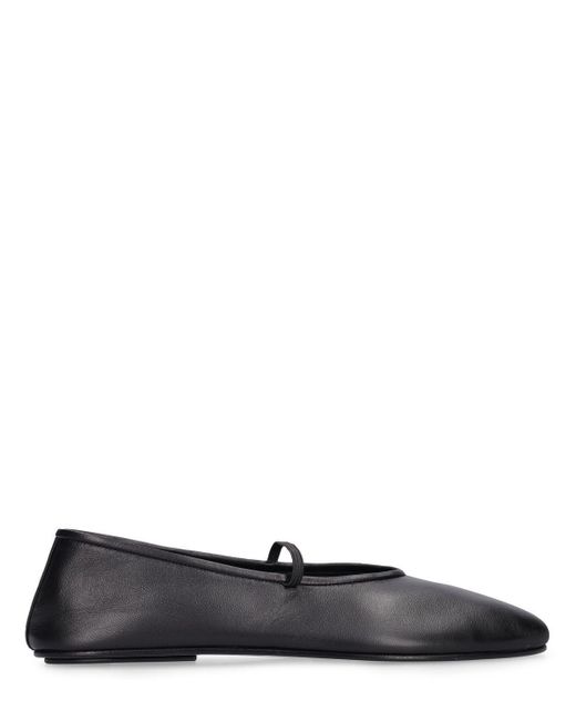 The Row 10mm Elastic Ballet Leather Flats in Black | Lyst