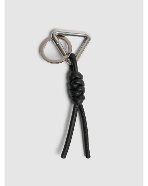 Bottega Veneta Black Triangle Leather Key Ring for men
