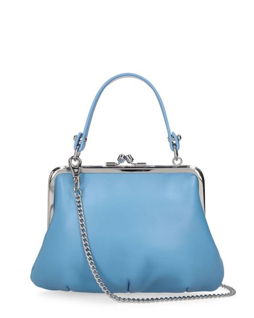 Vivienne Westwood Blue Granny Frame Leather Top Handle Bag