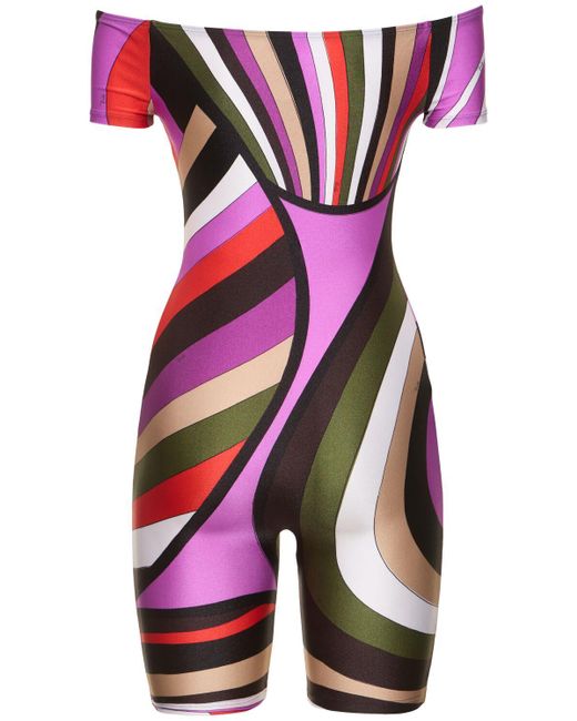 Emilio Pucci Multicolor Printed Shiny Lycra Jumpsuit