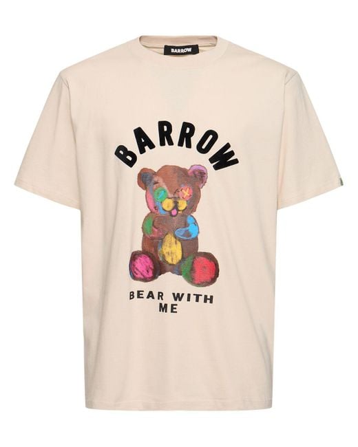 T-shirt bear with me con stampa di Barrow in Natural da Uomo