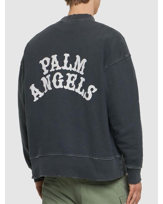 Felpa dice game in cotone con logo di Palm Angels in Gray da Uomo