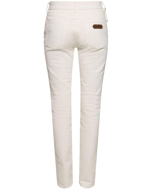 Jeans dritti vita media in denim e twill di Tom Ford in White