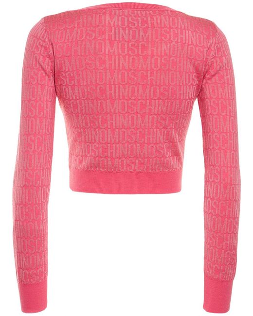 Suéter de punto de lana jacquard de Moschino de color Rosa | Lyst