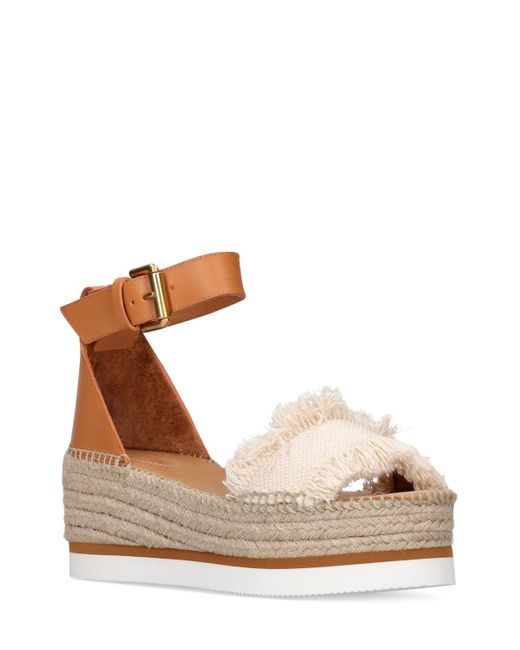 See By Chloé Natural 80mm Glyn Canvas Espadrille Wedges