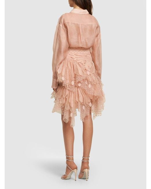 Lvr exclusive - jupe courte en tulle floqué Zimmermann en coloris Pink