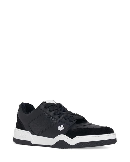 DSquared² Black Logo Leather Sneakers for men