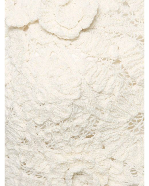 Crop top in misto cotone macramé di Blumarine in White