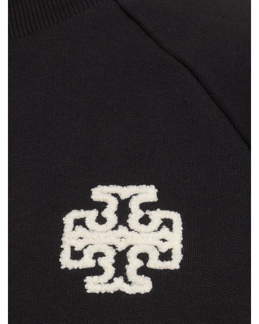 Tory Sport Black French Terry Half Zip Cotton Sweatshirt
