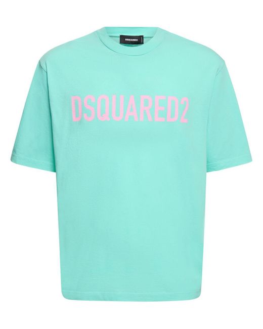 T-shirt loose fit in cotone con stampa di DSquared² in Blue da Uomo