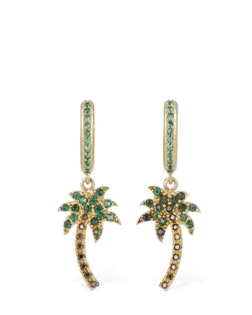 Palm Angels Metallic Palm Crystal & Brass Hoop Earrings