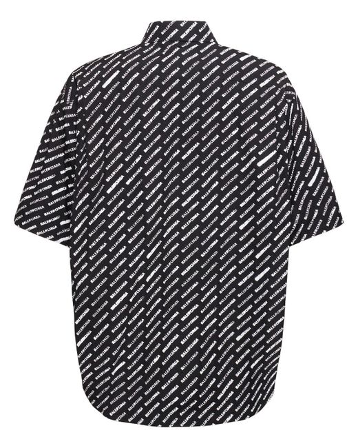Camicia ampia stencil in cotone di Balenciaga in Black da Uomo