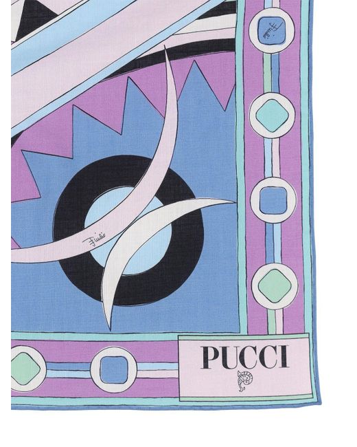Emilio Pucci Blue Vivra Printed Cotton Scarf