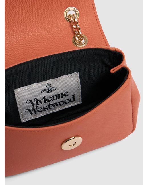 Bolso mini saffiano de piel sintética Vivienne Westwood de color Orange